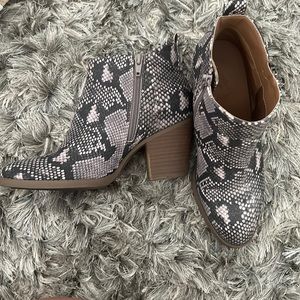 Snake print booties